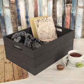 Antracitszürke fa tárolódoboz 36x26x15 cm – Orion