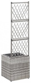 szürke rácsos polyrattan virágtartó 1 kaspóval 30 x 30 x 107 cm