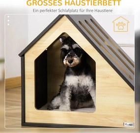 Pawhut Beltéri Kutyaház/barlang párnával, kutyabarlang ferde tetővel, macskaház kistestű kutyáknak 8 kg-ig, barna