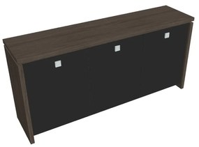 Verno alacsony szekrény 188 x 46 x 90 cm, üvegajtó, antracit tölgy / fekete