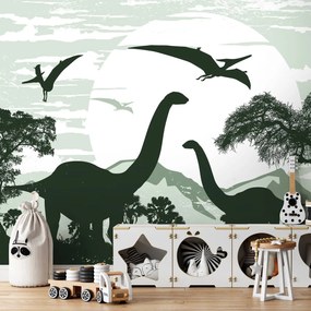 Fotótapéta - Zöld dinoszauruszok 2 (152,5x104 cm)