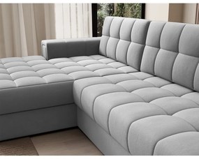 Szürke bársony kinyitható sarokkanapé (bal oldali-heverő résszel) Blezalt – ELTAP