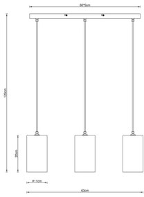 Globo 21002-3H - Csillár zsinóron OLLY 3xE14/25W/230V fekete