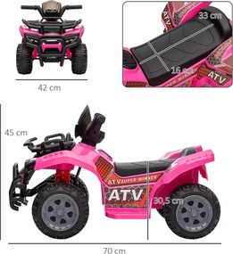 HOMCOM Kids Quad elektromos 6V-os gyerek quad hátrameneti funkcióval, zenével, rózsaszín