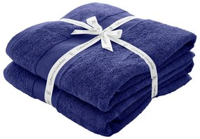 Sötétkék frottír pamut fürdőlepedő szett 2 db-os 90x140 cm Anti-Bacterial – Catherine Lansfield