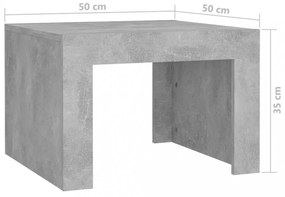 betonszürke szerelt fa dohányzóasztal 50 x 50 x 35 cm