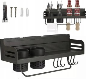 Multifunkciós Fali Konyhai Akasztó Tartó Fekete 40CM