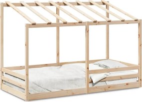 vidaXL fehér tömör fenyőfa gyerekágy tetővel 80 x 200 cm