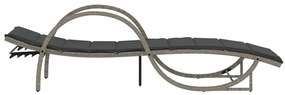 Világosszürke polyrattan napozóágy párnával 60x199x42 cm