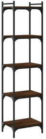 5 szintes barna tölgy színű szerelt fa könyvespolc 40x30x154 cm