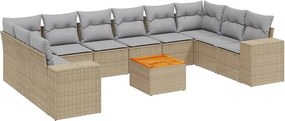 vidaXL 11 részes bézs polyrattan kerti ülőgarnitúra párnákkal