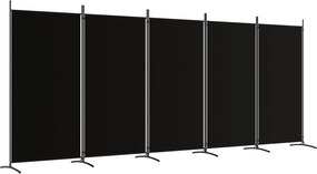 vidaXL 5 paneles fekete szövet térelválasztó 433x180 cm
