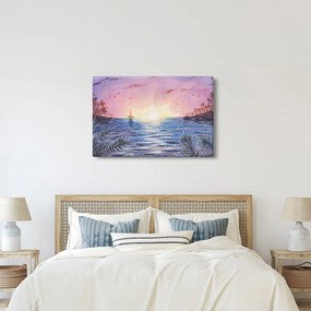 Kép - naplemente a víz felett, akvarell (90x60 cm)