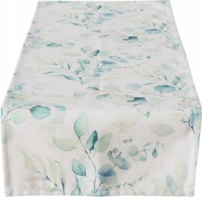 Fehér Díszközépfutó Pamut Növényi Mintával 140 X 40 CM