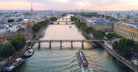 Művészeti fotózás Paris aerial Seine river sunset France, pawel.gaul, (40 x 20 cm)