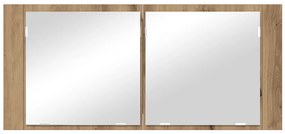 LED Tükörszekrény Kézműves Tölgyfa 100x12x45 cm Mérnöki Fa