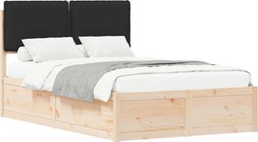 vidaXL Ágykeret Kárpitozott Fejtámlával Fekete 120 x 200 cm