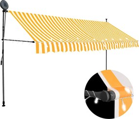 vidaXL fehér-narancssárga kézzel kihúzható LED-es napellenző 400 cm