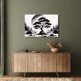 Kép – Fekete-fehér bonsai (90x60 cm)