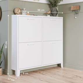 SHIRLEY fém cipősszekrény, 960 x 900 x 170 mm, fehér