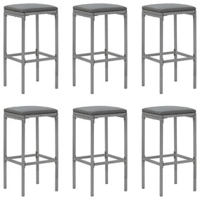 7 részes szürke polyrattan kerti bárszett párnákkal