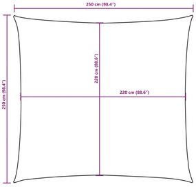 piros négyzet alakú oxford-szövet napvitorla 2,5 x 2,5 m