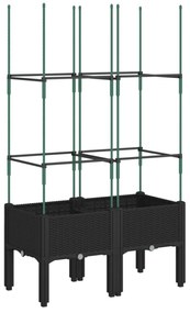 fekete polipropilén rácsos kerti ültetőláda 80 x 40 x 142,5 cm