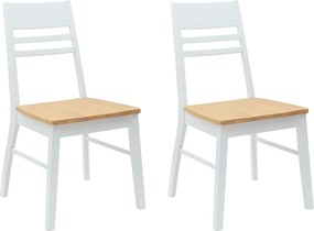 vidaXL Étkező Székek 2 pcs Fehér 43 x 54 x 89 cm Tömör Gumi Fa