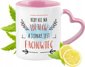 Szakember Bögre Rózsaszín Szív Alakú Füllel Kávé Ajándék