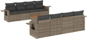 vidaXL 9 részes szürke polyrattan kerti ülőgarnitúra párnákkal