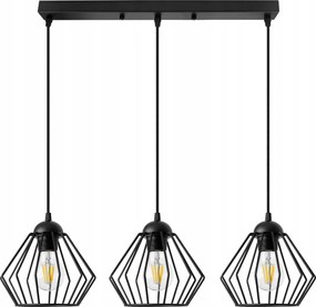 Mennyezeti Függőlámpa Csillár Gyémánt Led fekete fém 3xE27 Loft