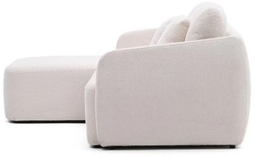 Krémszínű zsenília kinyitható sarokkanapé (bal oldali-heverő résszel) Laira – Kave Home