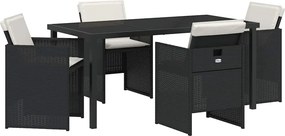 vidaXL Kert étkező szett 5 pcs Fekete polirattan
