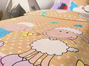 Krepp ágynemű kiságyhoz BÁRÁNYOK krémszínű Ágyneműhuzat mérete: 45 x 65 cm | 90 x 135 cm