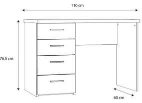 GINO fehér íróasztal