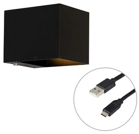 Fali lámpa fekete, LED-del és érintőképernyős dimmerrel, újratölthető - Joris