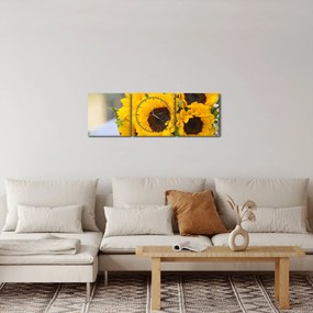 Napraforgós esküvői csokor képe (órával) (90x30 cm)