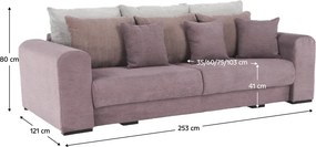 Extra tágas kanapé, lila, őreg rózsaszín, bézs színű, GILEN BIG SOFA