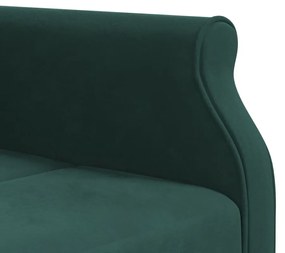 sötétzöld L-alakú bársony kanapéágy 271x140x70 cm