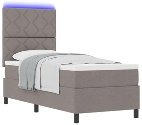 Rugós ágy matraccal és LED világítással taupe, 80 x 200 cm, szövet