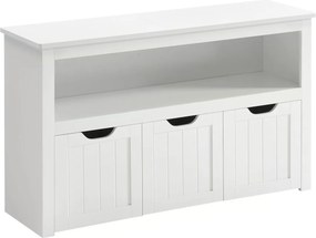 Tároló szekrény, játéktároló, 3 gurulós, kihúzható tárolódobozzal, fehér 102 x 30 x 60 cm