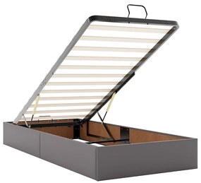 Ottomán ágykeret matrac nélkül szürke 90x190 cm műbőr