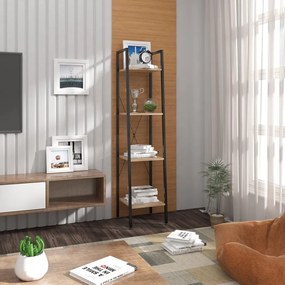 Intenso Home 4 szintes nyitott könyvespolc 34 x 148cm, döntött design, sonoma tölgy | Univerzális tároló állvány fém lábakkal
