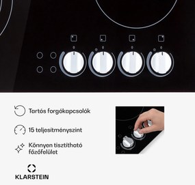 Klarstein EasyCook, üvegkerámia főzőlap, 6100 W, forgó szabályozó, fekete