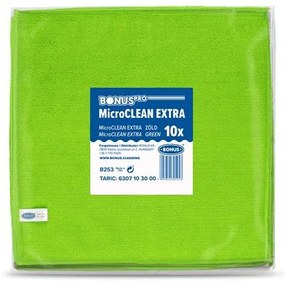 Törlőkendő, mikroszálas, univerzális, 10 db, 40x40 cm, BONUS MicroCLEAN Extra, zöld (KHT1302)