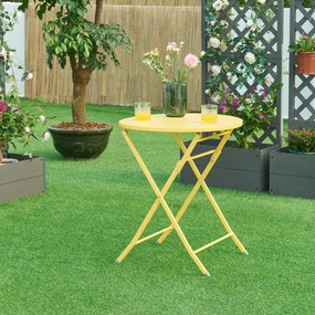 [en.casa] Összecsukható kerti asztal Sande acél 71xØ62 cm sárga