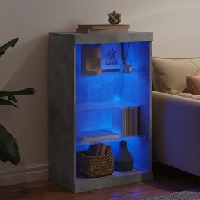 betonszürke tálalószekrény LED-világítással 60,5 x 37 x 100 cm