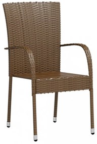 vidaXL 3 részes barna polyrattan kerti étkezőgarnitúra
