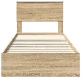 vidaXL Tárolós Ágy fejtámlával Sonoma tölgy 75 x 190 cm Faanyag