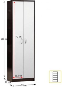 Polcos szekrény, wenge, fehér, MECKI